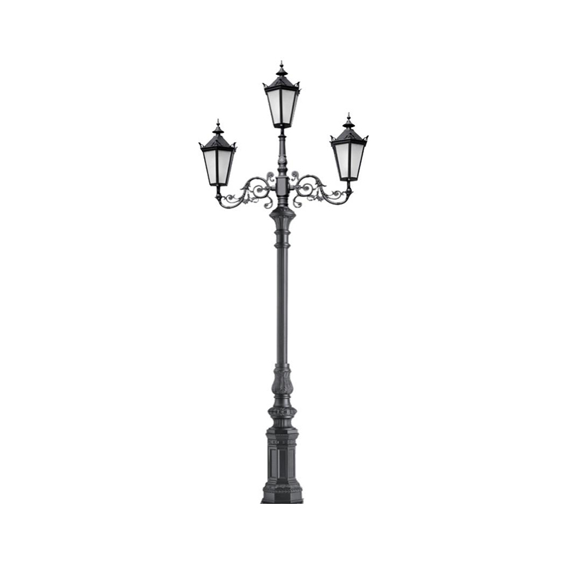 DDK-ZH-0601 Tres Arms Steel Garden Light Poles with Aluminium Base